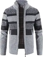 [Generic] Men's Cardigan Sweaters Stand Collar Regular Fit Zip up Sweaters Full Zip Thick Knitted Cardigan