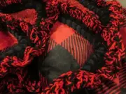 Oversize Reversible Plush Sherpa Throw Blanket Red Crochet Super Ruffle