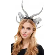 Silver Gothic Antelope Sheep Horn Hoop Headband Forest Animal Aries Cosplay Cost
