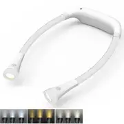 LED Neck Reading Light, 3 Colors, 6 Brightness Levels, Bendable Arms, Rechargeable, Long Lasting, Perfect for Reading, Knitting, Camping, Repairing