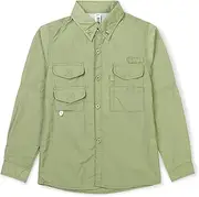 [OCHENTA] Boys' Button Down Long Sleeve Fishing Shirt Quick-Dry UV Sun Protection Outdoor Tops