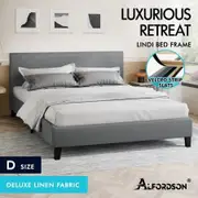 ALFORDSON Bed Frame Double Size Mattress Base Wooden Platform Fabric Grey