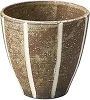 Marui Seihito Shigaraki Ware 3-4499 Hechimon Tea Cup, Capacity Approx. 7.8 fl oz (220 ml), Line, Brown