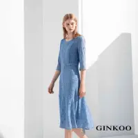 在飛比找momo購物網優惠-【GINKOO 俊克】蕾絲雕花長洋裝