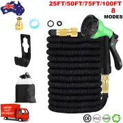 Heavy Duty Expandable Garden Expanding Hose Pipe+Water Spray Gun Nozzle 25-100FT