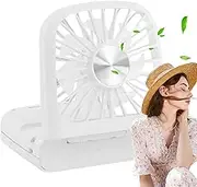 Nkmujil Portable Neck Fan, Foldable Handheld Desk Air Fan, 6.89x3.35 Inches Quiet Rechargeable 3 Speed Circulator with Makeup Mirror and Lanyard for Women, Home, Outdoor, Travel