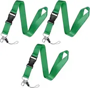 uxcell 3-Pack Breakaway Lanyard for Keys, Green 1" Wide Keychain Long ID Badges Neck Lanyard Strap with Quick Release Buckle for Man/Woman/Girls/Teacher, ID Holder Folder