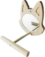 Mirror Perch, Rod Stand Wood Swing Toy, Interactive Toys Cages Accessories for Parrot Parakeets Budgies Cockatiels Conures Lovebird Finch Canaries