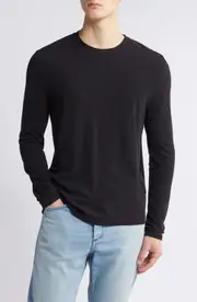 NN07 Clive Long Sleeve Waffle Knit Tee in Black at Nordstrom, Size Large