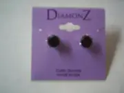 Earrings, Cubic Zirconia, Black Color, Round, Pierced Studs By DiamonZ,Brand New