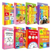 8sets 288 Learning Flash Cards for Toddlers First Words Big Cards Numbers Objects Play Games Christmas Gift Preschool Kindergarten Decoration