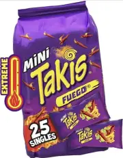 Mini Takis Fuego 25 Bags (1.2 Oz Each) 850g USA Chips Share Pack
