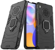 J&H Phone Case for Huawei Y9a, Ring Holder with 360 Degree Rotatory Ring Stand, Finger Loop Case, Transparent, Lightweight Material