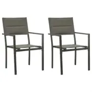 Garden Chairs 2 pcs Textilene and Steel Grey and Anthracite