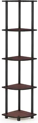 Turn-N-Tube 5 Tier Corner Display Rack Multipurpose Shelving Unit, 1-Pack, Dark