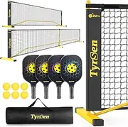 Pickleball Set with Net, Portable 22 FT Pickleball Net Outdoor Game, Pickle Ball Net System with Carrying Bag for Court, Driveway, Backyards