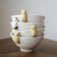 在飛比找樂天市場購物網優惠-日式貓咪陶瓷碗 可愛卡通立體米飯碗 甜品碗 創意家用碗簡約餐