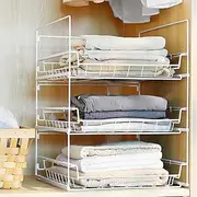 Wardrobe Organiser, Wardrobe Storage, Stackable Storage Drawers, With Push and Pull Drawer, for Cupboard Kitchen Bathroom Bedroom Office (3 Pack, 40x35x16cm)