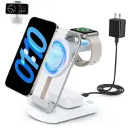 2025 Magnetic Wireless Mag-Safe Charger Stand,3 in 1 Charger with Light White