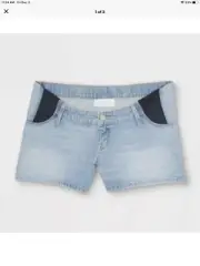 Isabel Maternity Side Panel Midi Maternity Denim Jean Shorts Light Wash NWT Sz 8