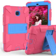 Silicone+PC Case 3-Layer Anti-fall Protective Cover Tablet Stand For Samsung Galaxy Tab A 8 inch T387(2018)-2hotpink blue