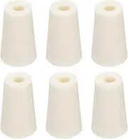 uxcell Tapered Shaped Silicone Stoppers 16 to 22mm, 6 Pcs White Tapered Lab Seal Plugs with Hole for Sealing, Test Tubes, Flasks