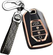 ontto TPU Smart Car Key fob Cover Fit for Isuzu MU-X X Serie DMAX D-Max X-Terrain Pickup Truck 2020 2021 2022 Key case Keychain Key Shell Key Holder Accessories Protector 4 Button Black