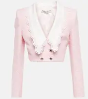 [Alessandra Rich] Alessandra Rich Cropped tweed jacket AU 12 pink