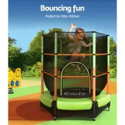 Everfit 4.5FT Trampoline for Kids w/ Enclosure Safety Net Rebounder Green