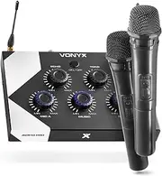 VONYX AV510 Wireless Karaoke Microphone System with Mixer & Receiver - Dual Handheld Mics for Singing, Parties & Events, Wireless Karaoke Microphone, Wireless Karaoke Mic, Home Karaoke System