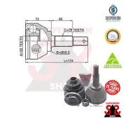 Front Axle Cv Joint Kit, Drive Shaft Suit RENAULT Koleos 2.0 dCi (HY0K) KOLEOS (for: Renault)