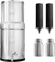 Phoenix Gravity 8L Gravity Fed Stainless Steel Water Filter with 2 POSTreat Fluoride Reduction Element and Carbon Cartridges with Stainless Steel Tap