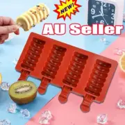 Silicone Popsicle Mold Striped 4 Cells Ice Cream Bar Makers Ice lolly Moulds AN