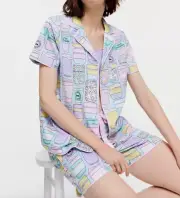 NEW PETER ALEXANDER COFFEE LOVER TOP & SHORTS COTTON PJ SET RRP$119 SMALL S