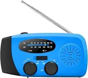 emerg ency Hand Crank Radio - Portable Solar FM/AM/WB Radio with 2000mAh Power Bank and LED Flashlight, Survival Radio for Outdoor Activities