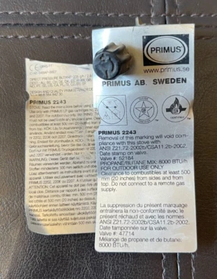 NEW PRIMUS 2243 JET PIPE VALVE ASSEMBLY PRIMUS MIMER STOVE REPLACEMENT VALVE