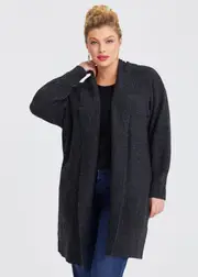 [Virtuelle] Taking Shape Lofty Balloon Sleeve Cardigan Size 16 in Charcoal Marle - Plus Size Women's Clothing Charcoal Marle