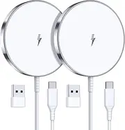 Magnetic Wireless Charger 15W Fast Mag Safe Charger for Cell Phone 16 Pro Max/16 Pro/16 Plus/16/15/14/13/12 Series 2 Pack Charging Pad for AirPods 3/2/Pro 2/Pro Mag-Safe Original Replacement