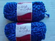 Needle Crafters Swirl boucle yarn, bright blue, lot of 2