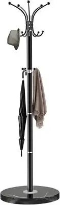ZOZOE Metal Coat Rack, Rack Freestanding with Natural Marble Base, Black