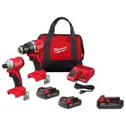 Milwaukee Drill + Impact Driver Combo Kit 18V Li-Ion Brushless w/ (3) Batteries