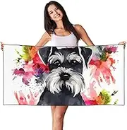 JHLMN Microfiber Sand Free Beach Towel Thin Quick Dry Super Absorbent Large Lightweight Towels Ultra Soft Bath Towels Schnauzer Compact Gym Towel for Adult Travel Camping Gift