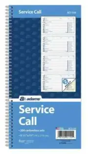 Adams Service Call Book, 5.25 x 11" 2-Part, Carbonless in White/Canary 200 Sets