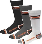 [HARLEY-DAVIDSON] Wolverine Men's 3 Pack Retro Rider Wicking Socks D99218870-990, Multi-colored, Large