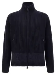 [Dsquared2] Dsquared2-Carded Wool Insert Cardigan Maglioni Blu-Uomo XL