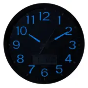 Plumeet Night Light 14’’ Large Bedroom Wall Clocks with Glowing LCD