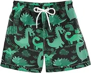 [ODAWA] Dino Jungle Teal Black Kids Swimwear Little Boys Quick Dry Swimsuit for 2-12 Years, Dino Jungle Teal Black, 7 Years