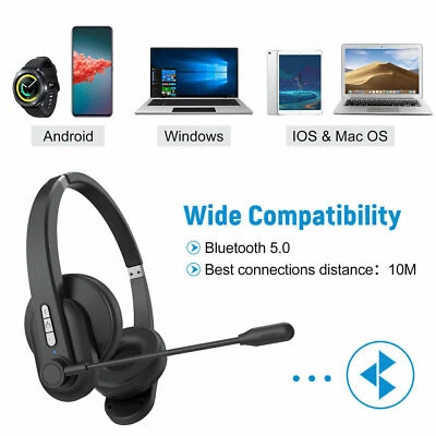 Trucker Headset Noise Cancelling Handsfree Headphone w/Mic for Bluetooth 5.0