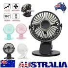 Portable 360° Mini Fan Travel Rechargeable USB Clip On Desk Fan Pram Cot Car AU
