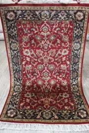 Silk Runner Rug 4 Feet Oriental Pure Silk 77x120 Cms Carpet